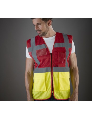 YOK-HVW820-Hi-Vis Top Cool Recycled Open Mesh Executive Waistcoat